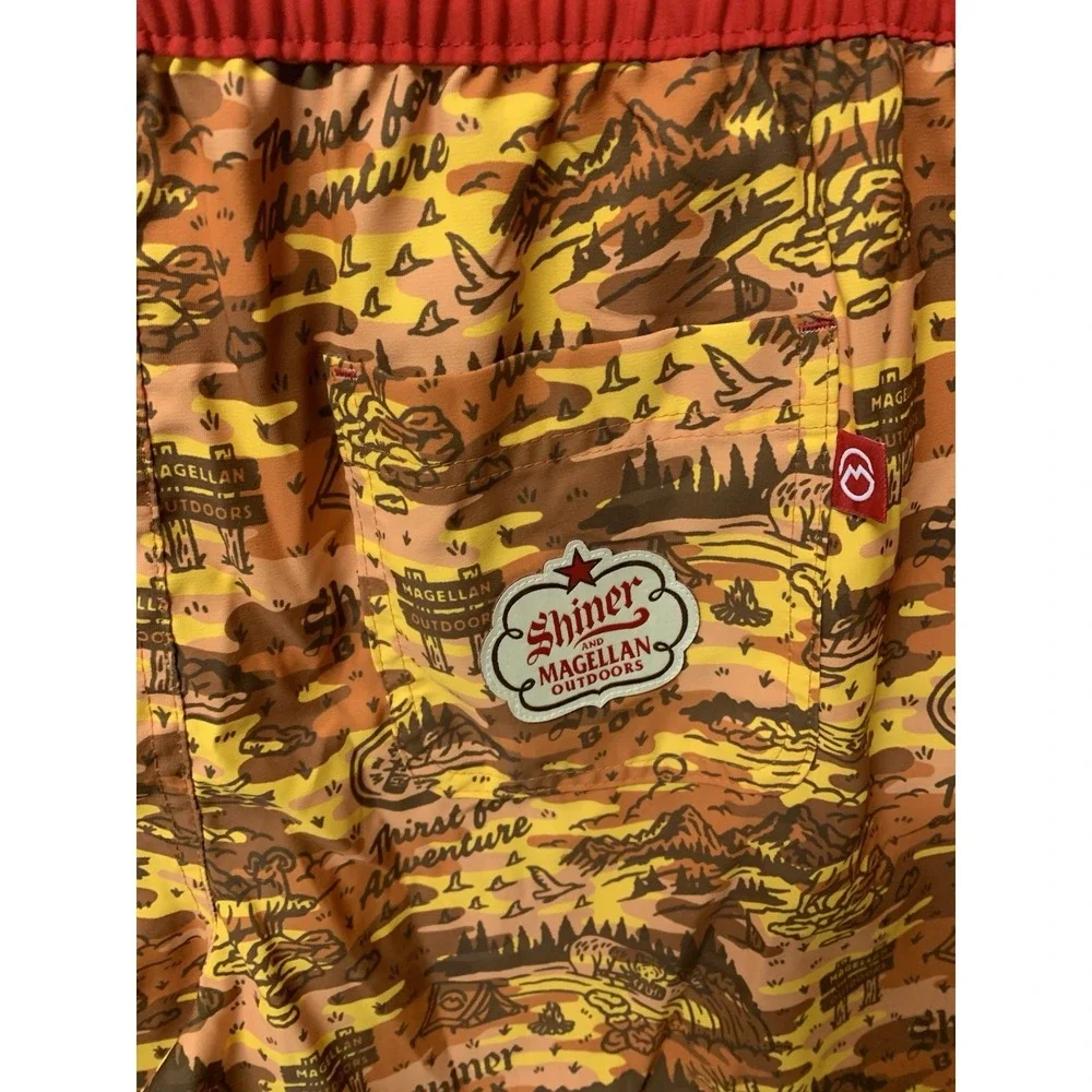 Magellan Outdoors‎ Shorts Mens 2XL Shiner Bock Beer Camo Swim Trunks Fish Gear